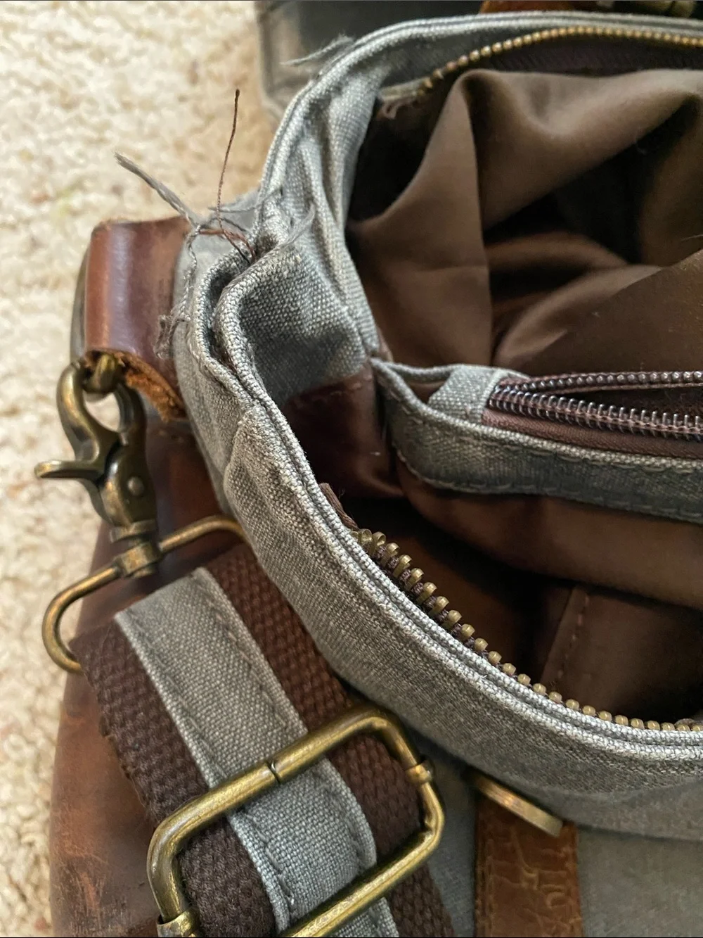 S-Zone Leather and Canvas Messenger Bag.